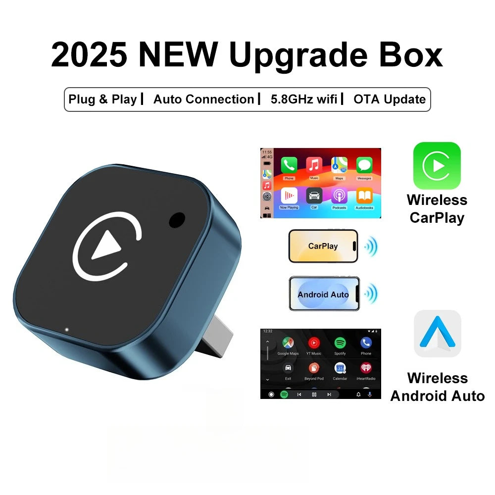 2026 Wireless CarPlay Adapter 2-in-1 Wired to Wireless Dongle for Apple & Android phone Plug and Play Universal Car Accessory